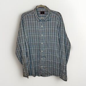 UNTUCKit Hartley Mens 3XL Regular Fit Long Sleeve Plaid Button Down Shirt Blue
